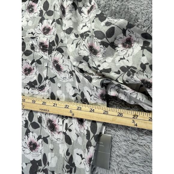 Charter Club Womens Linen XXL Black Pink Gray Floral Button Up NWT Roll Tab NEW - Picture 8 of 10